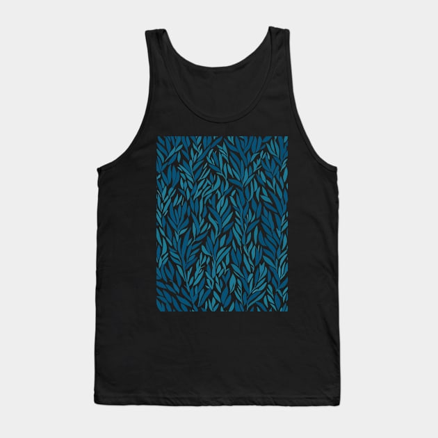 Seamless pattern with blue leaves Tank Top by webbygfx